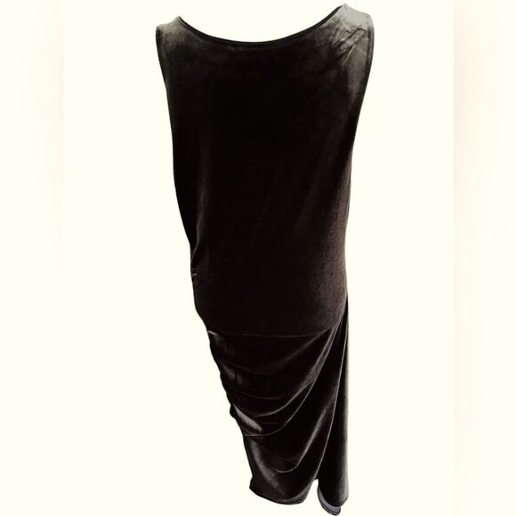 BCBG MAXAZRIA Bodycon side ruched chocolate brown Velvet Dress Sz L - Picture 5 of 11